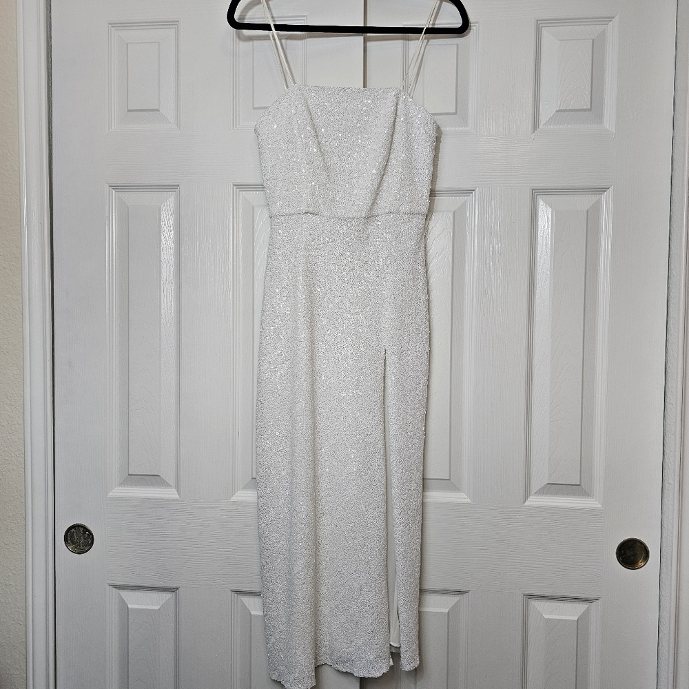 NWT Amanda Uprichard Mandy Sequin White Midi Dress XS